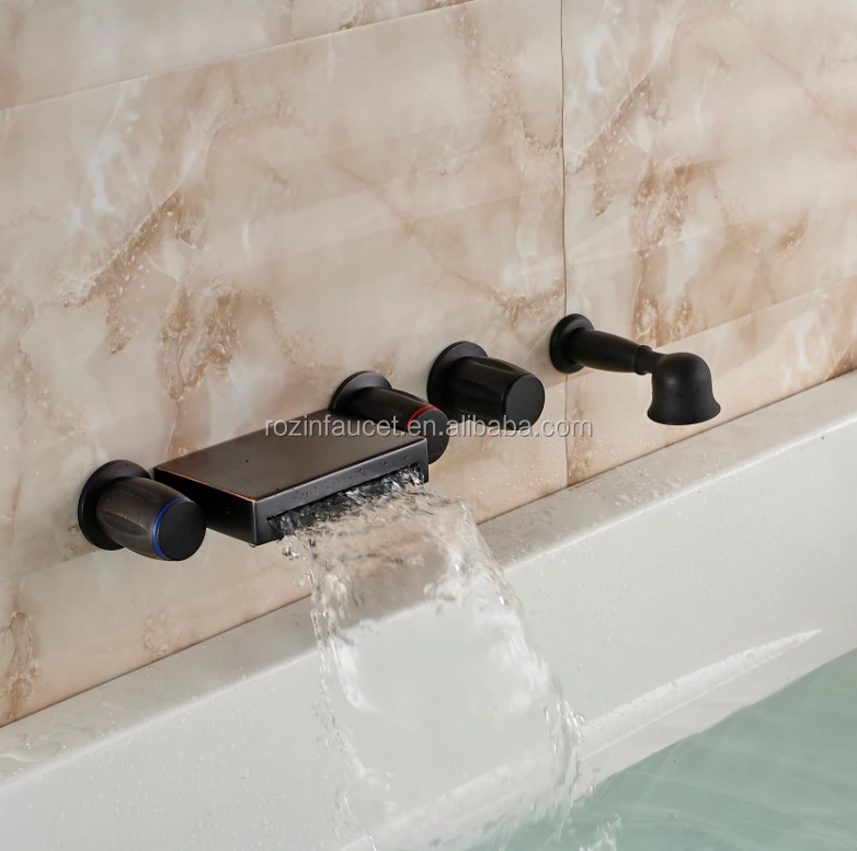 retro oil rubbed bronze wall mounted waterfall bathtub faucet