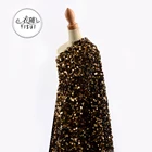Wholesale price sequins embroidered chantilly champagne gold tulle lace fabric