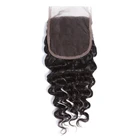 Trio 130% Density 4X4 Lace Closure Cuticle Aligned Mink Brazilian Deep Wave Human Hair Closure