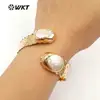 WT-B434 New Special Elegant Metal Electroplated Adjustable style Jewelry for Women Fashion jewelry Natural Pearl shell Bangle