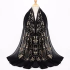 Manufacturers wholesale black embroidered high grade Muslim fashionable Malaysian head scarf