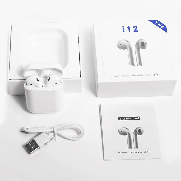 wholesale price i12 tws earphone headset 5.0 earbuds i12 hands free portable wireless headphones - ANKUX.COM