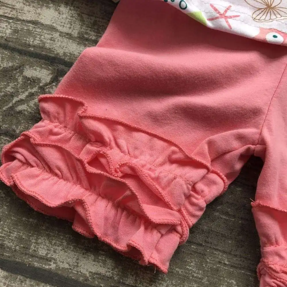 Summer baby girls clothes coral ocean world fish under the sea boutique shorts cotton kids wear ruffles match accessories