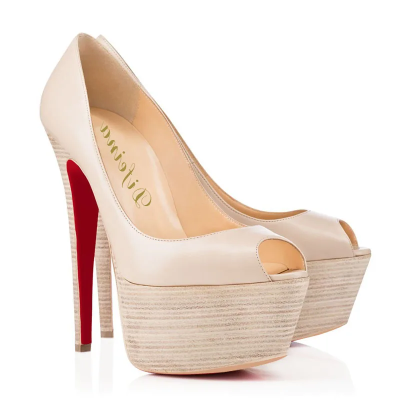 Cheap Woman Fashion Peep Toe Round Head Woman Shoes Euramerican Style Cowhide Shallow Mouth Shoes Platform Heel 14cm.