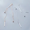 Ear Wire Women 100% Real S925 Sterling Silver Simple Long Drop Earrings Fine Jewelry Girl Gift