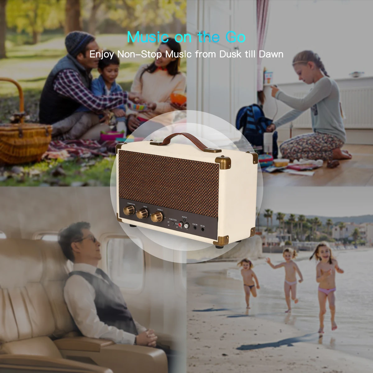 Wireless BT V4.0 Portable Stereo Suitcase Retro Speaker with HD Sound and Bass Aux in Tremble Portable Wireless Speaker - ANKUX.COM