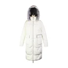 Russian Latest Design Women's White Duck Down Long Coat Hooded With Ladies Big Pockets Clothing Plus Size
