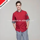 new design short sleeve wine red stand collar coat Jackets restaurant uniform