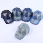 Factory direct cheap 6 panel fashion Washed denim unisex outdoor sport Star Sequins decoration baseball cap