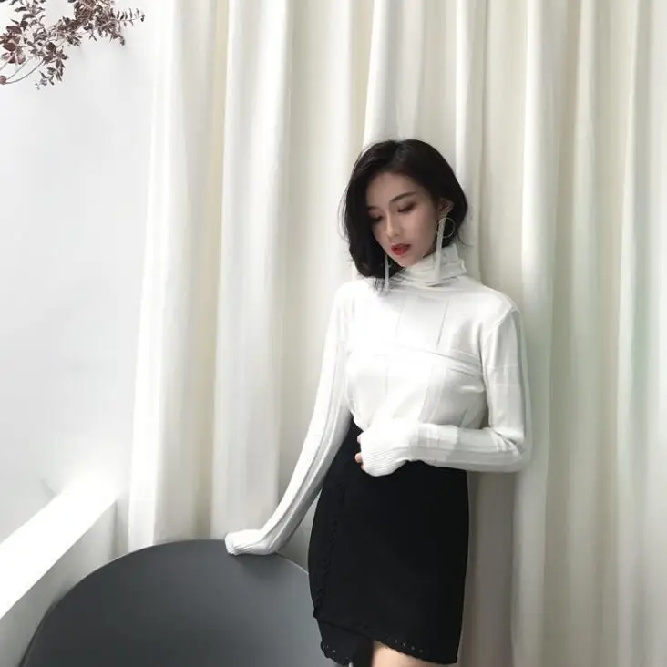 women turtleneck sweater lady crewneck computer knitted dress garment