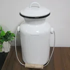 customized Enamel Milk Pot ,Enamel Kettle With wooden Handle