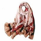 Wholesale 2019 latest beauty silk scarf high quality 3colors elegant flower print stain ladies silk stole scarf