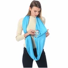 Wholesale Plain Travel Infinity Scarf With Hidden Zipper Pocket light weight Soft Stretchy Jersey scarf