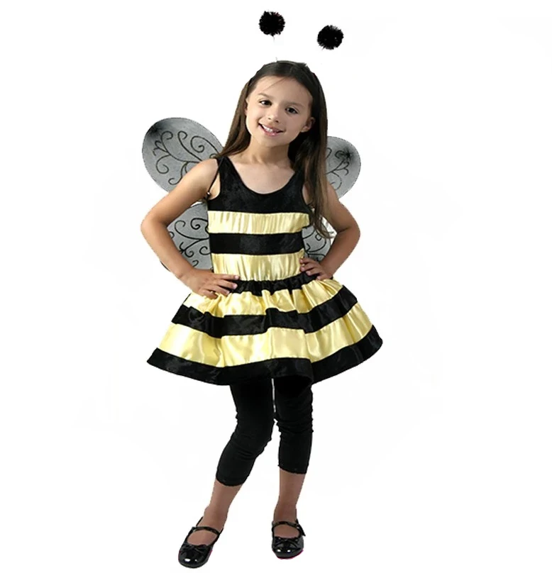 Маленькая девочка Хэллоуин костюмы для косплея карнавал Русалка фарий пчела Бабочка Искусственные парики костюм детей