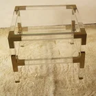 Acrylic Coffee Table Clear Square Heavy Duty Detachable Acrylic Coffee Table Clear And Golden Color