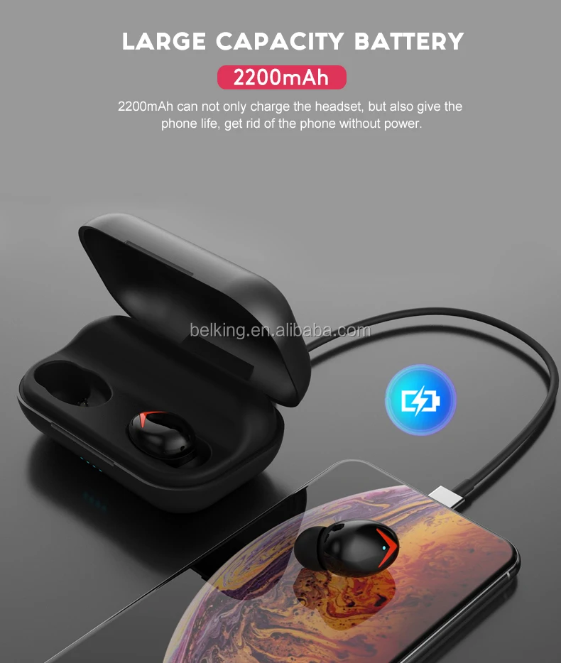 TWS A8 Wireless Bluetooth Stereo Earphones with 2200mAh Charging Box Waterproof Earphone Earbuds - ANKUX.COM