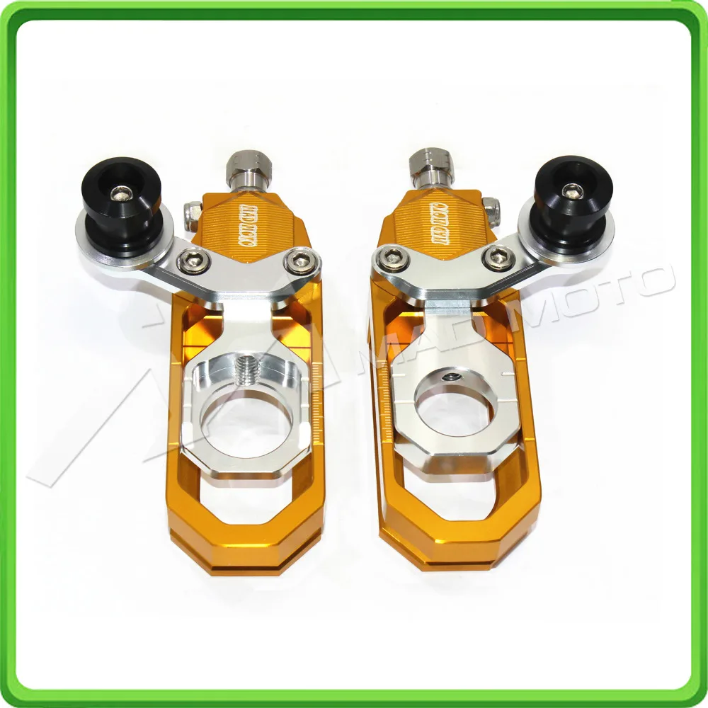 Motorcycle Chain Tensioner Adjuster with bobbins kit for Yamaha R6 YZF-R6 2006 2007 2008 2009 2010 2011 2012 Gold&Silver (1)