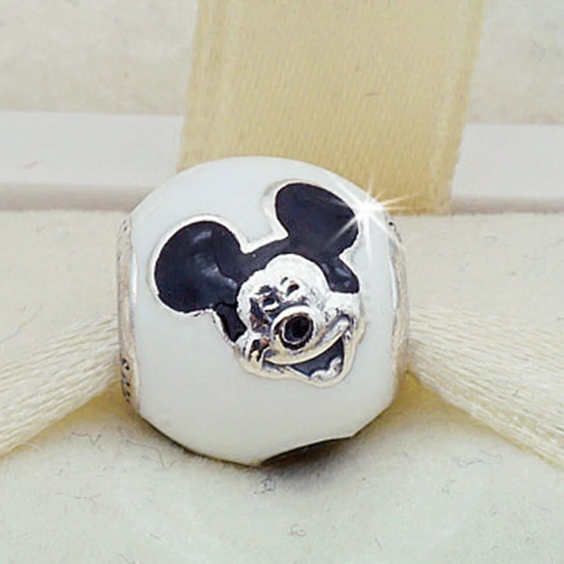 New Fashion Perles Free Shipping Silver Color Bead Charm European with Mickey cartoon Charm Pendant Bead Fit Pandora Bracelet (1)