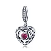 Romantic 925 Sterling Silver Happiness Heart Pink CZ Pendant Charms Fit Original Bracelets Necklaces DIY Jewelry BAMOER