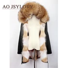 Fashionable Ladies Style Coats Fox Fur Lining Women's Parka With Fur Hood