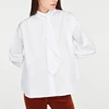 New Latest OEM 100% Cotton White Office Shirt With Tie Women Casual Top Blouse
