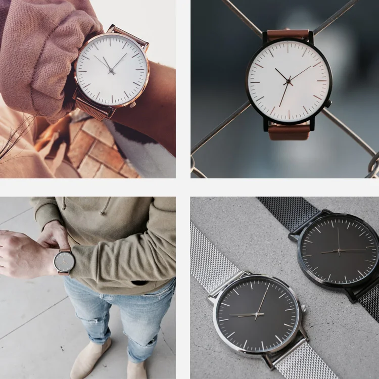 Minimalist Style Japan Movt Watch Stainless Steel Black Custom Watches