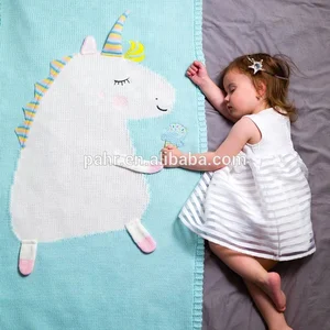 baby knitted unicorn blanket for baby kids cartoon animal bed