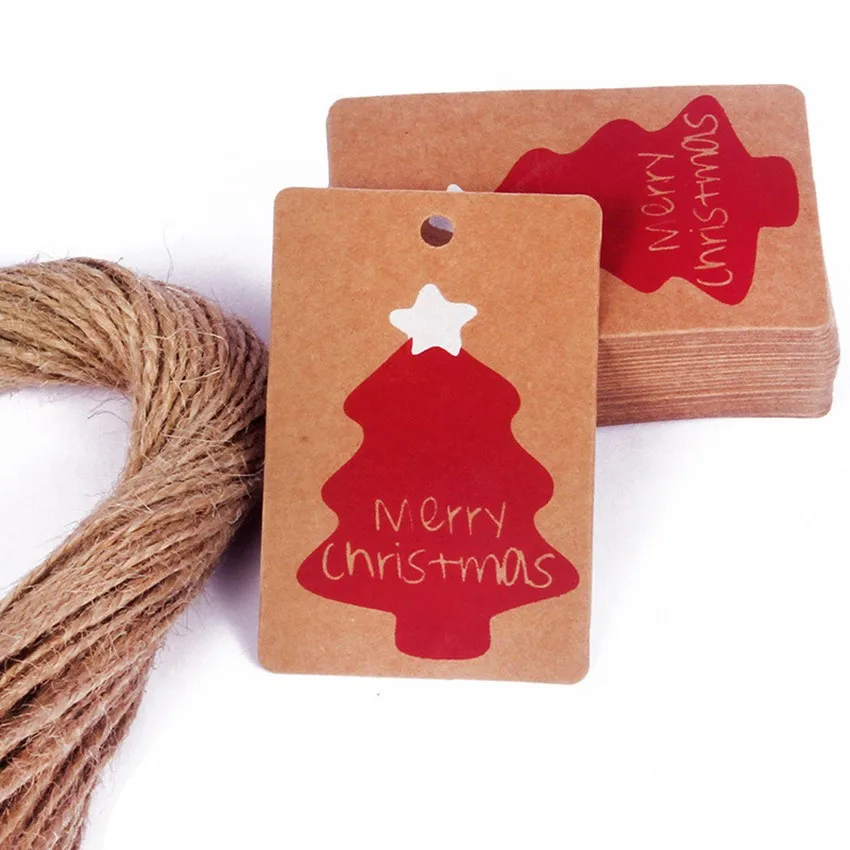 design kraft hang christmas gift paper tag with jute string