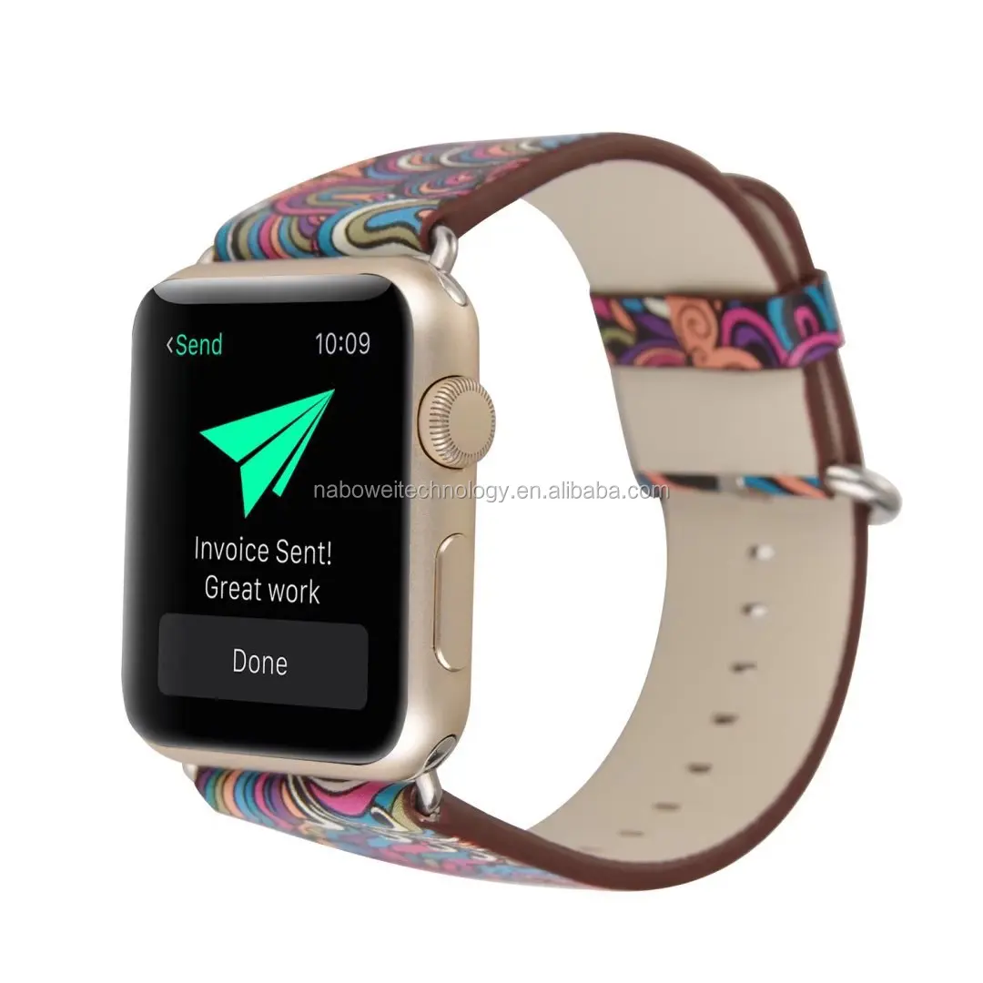 Vintage Flower Leather Watch Band Strap Bracelet For Apple Watch 123 Sport Band 38MM/42mm