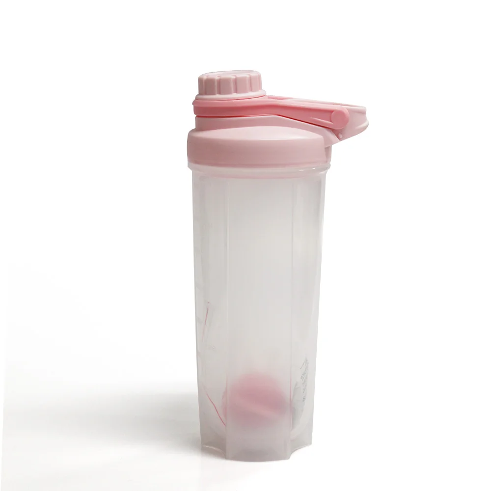 Pink Color Girls Fitness Water Bottle, Shaker Protein 600ML, Plastic Drink Bottles With Ball
