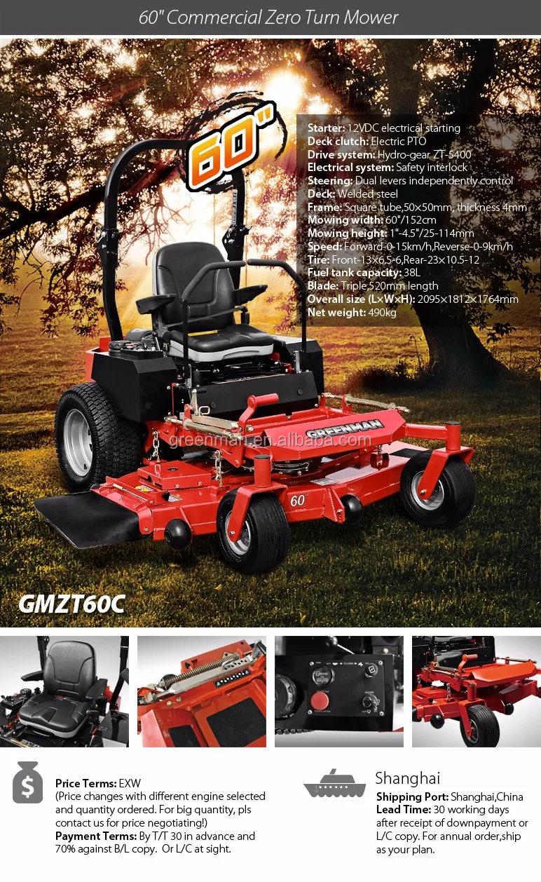 60" Welded Deck Commercial Ride On Zero Turn Mower With B&s Engine