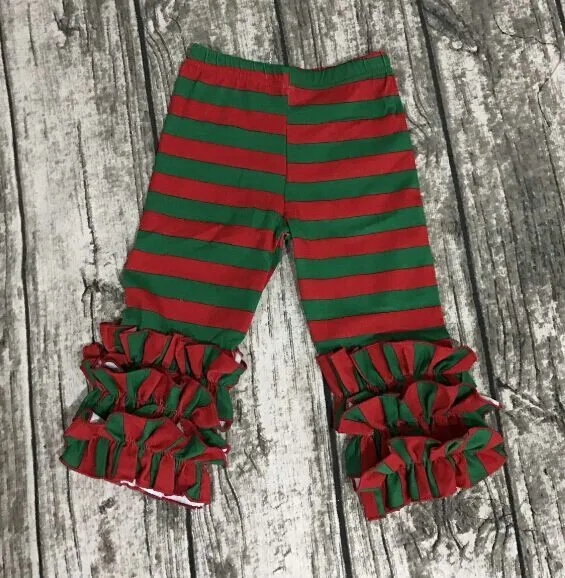 girs spring icing leggings pant Christmas ruffle pant in stock children trousers infant girl clothes toddler cotton ruffle pants