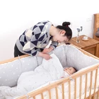 HOUSBAY Reactive Printed 100% Cotton 4pcs Baby Bedding Set Cartoon Comforter Set with Bed Sheet Crib Bumpers