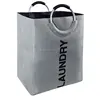 Fashion customize letter pattern foldable gray non woven sided laundry basket