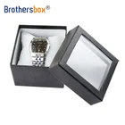 Custom logo matt piano black single paper watch gift box