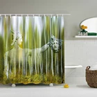 Digital Printing Design Polyester Fabric Shower Curtain With Eco-friendly Bottom Weight And 12 C Type Ring Hooks