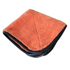 Bright Orange Binding High Absorbent Car Care Microfiber Coral Fleece Cleaning Cloth