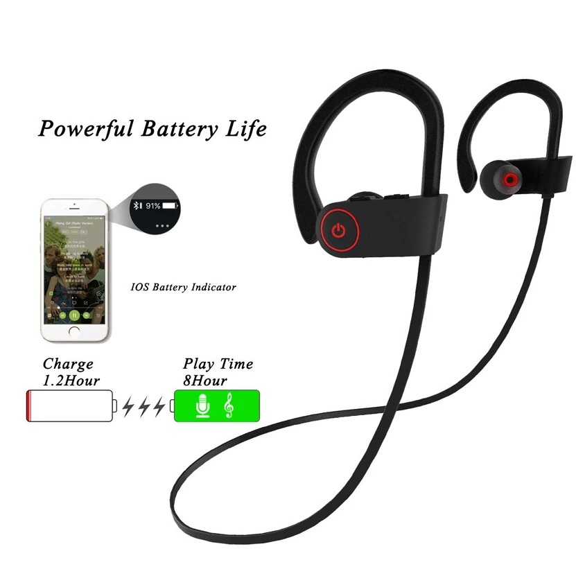 U8 New Stereo Smart Ear-Hook Bluetooth Headset Wireless Headphone with Mic - ANKUX.COM