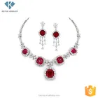 alibaba natural red ruby cz women silver statement jewelry set