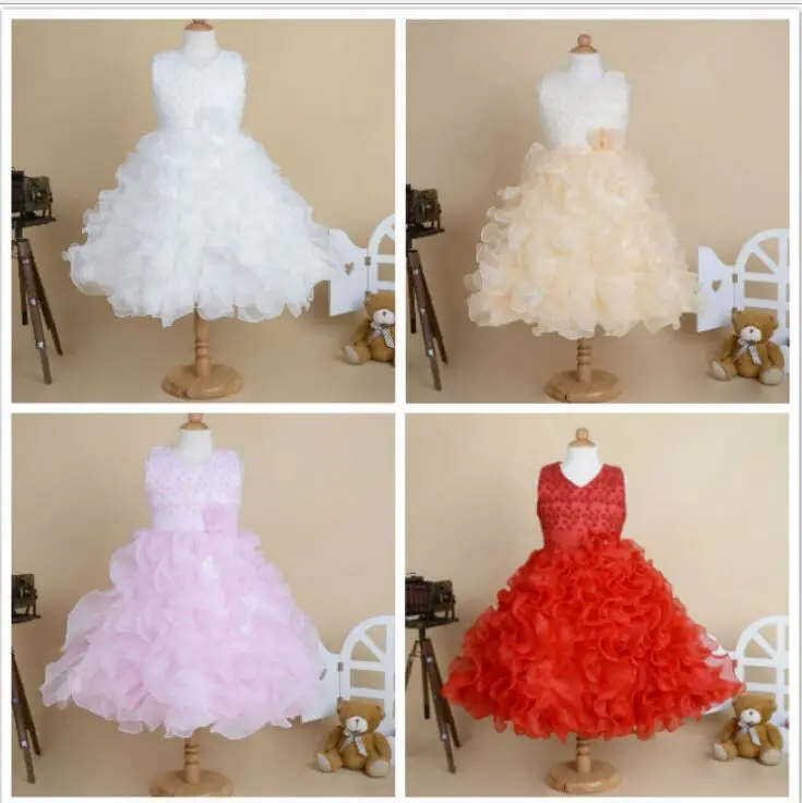 walson children clothes new model pink with blue children bridesmaid dress latest children