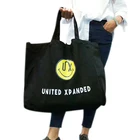 Wholesale Customized Folding Foldable Reusable Black Environmental Canvas Cotton Tote Shopping Bag