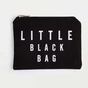 eco-friendly custom 100% cotton zipper pouch black cosmetic bag