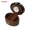 Fashion customized pu leather travel alarm clock with jewelry box