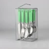 24 Pieces Plastic Handle Steak Knife Spoons Forks Knives Box Fork with Cutlery Rack