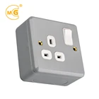 Metal clad industrial power 13A electric switch socket box