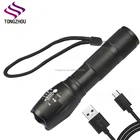 Adjustable Focus Zoomable Aluminum Alloy usb torch,Portable Rechargeable Light Lamp USB Rechargeable LED Flashlight