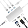 Aluminium Alloy USB HUB Type C 8 Ports with USB3.0+SD/TF Card Reader+HD MI+RJ45+PD