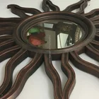 Superlucky Antique finish Sun burst Wall Mirror with urethane mold frame