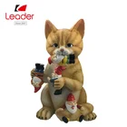Handcrafts Polyresin Garden Massacre Cat with Gnome Figurines Garden Statue