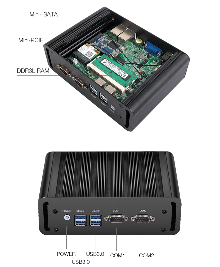 Industrial Mini PC with Intel Core i5-5200U Processor DDR3L RAM and mSATA SSD Barebone System Computer